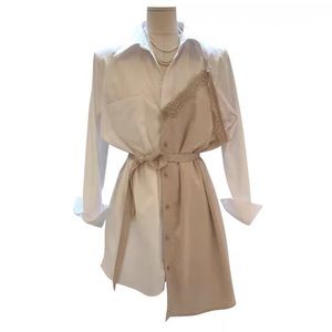 Asymmetrical Design Fake Two-Piece Shirt Dress